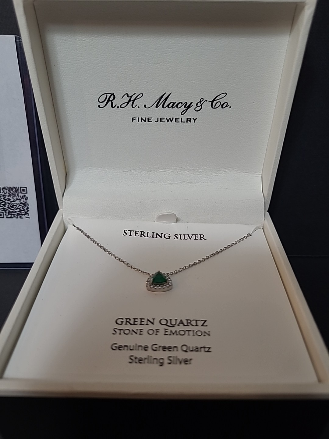 Macy’s Green Quartz (3/8 Ct. T.w.) & Cubic Zirconia Trillion Necklace in Silver