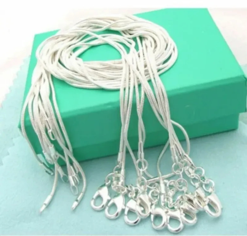 New 10pcs 1MM 925 Sterling Silver Snake Chain Necklace for Women Men Jewelry