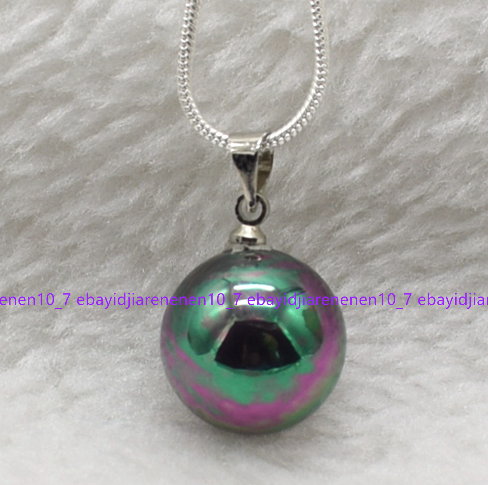 12/14/16mm Multicolor South Sea Shell Pearl Round Beads Pendant Necklace 17 in