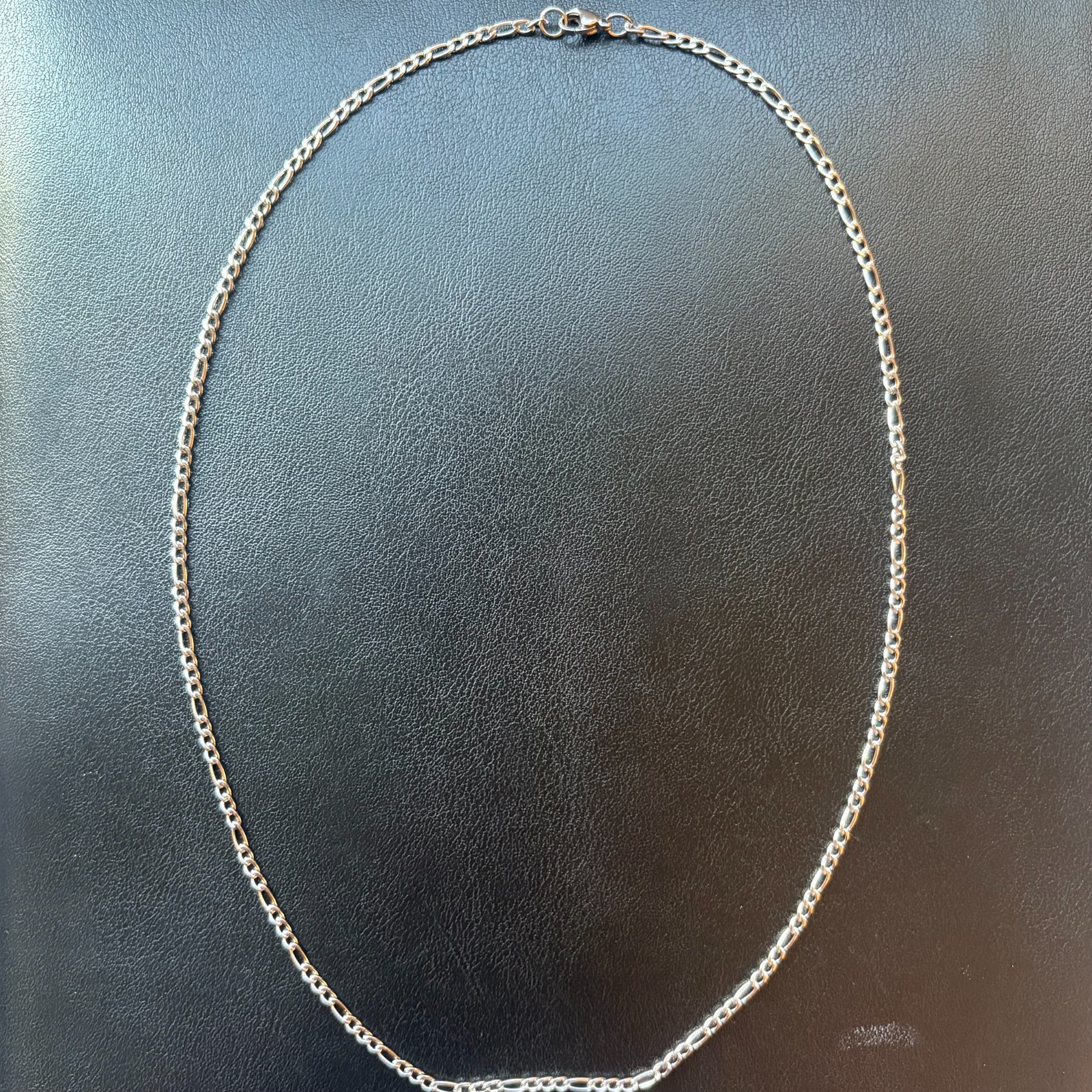 22″ 3mm Figaro Chain Necklace Silver Stainless Steel Micro Minimalist Men Women