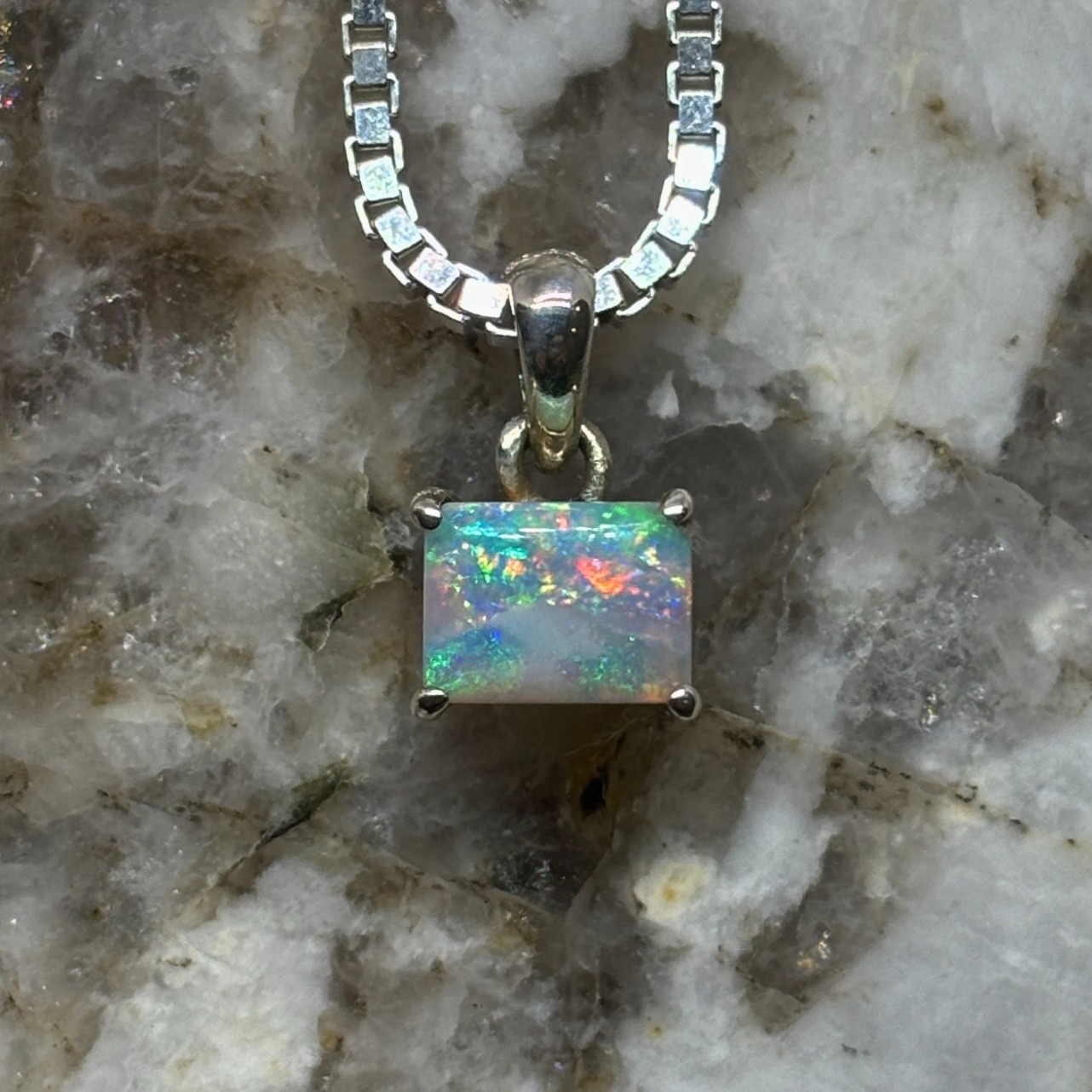 Horca Brazilian Vesper Sunset Silver Opal Necklace