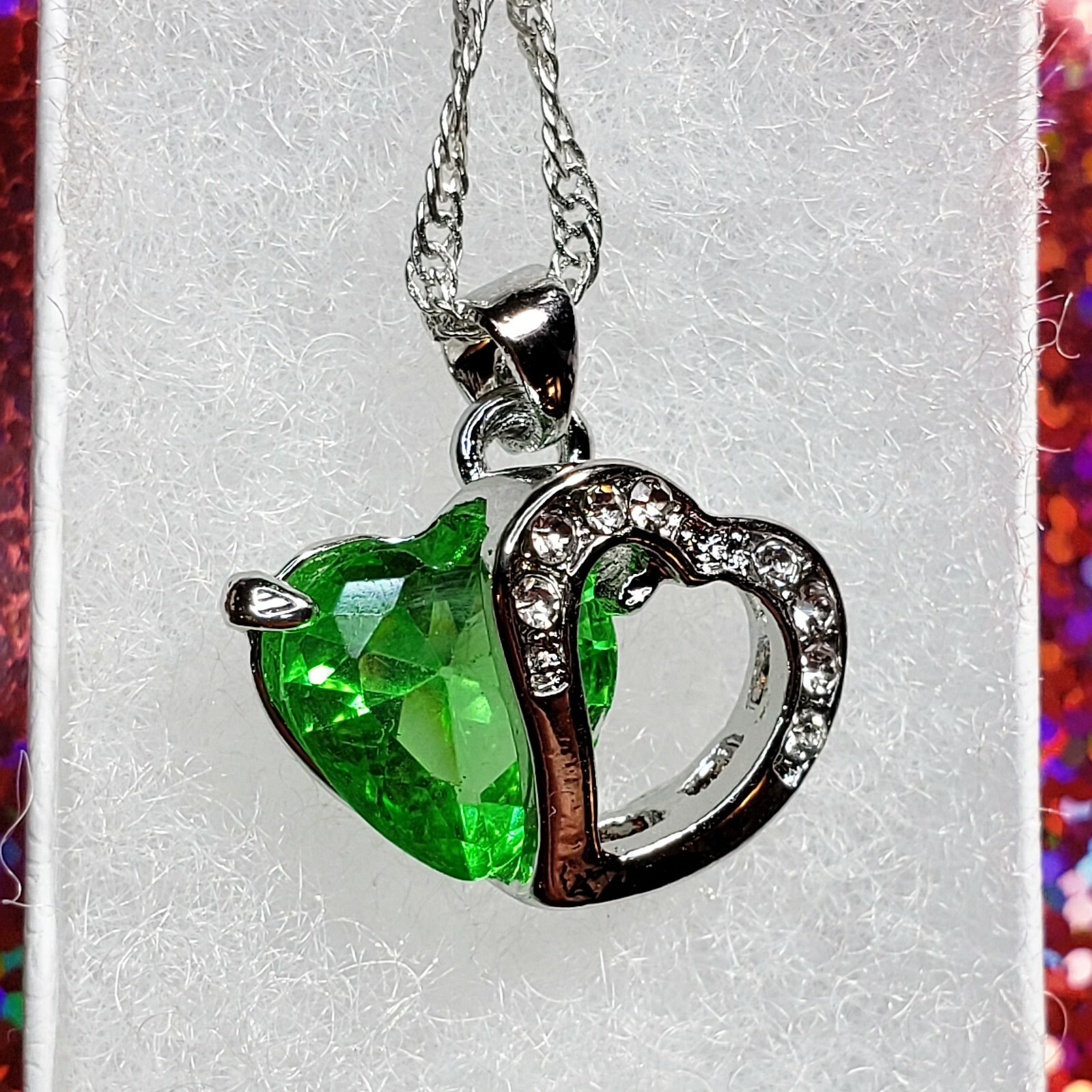 Valentine’s Day / Birthday Gift Necklace Green Heart Shaped