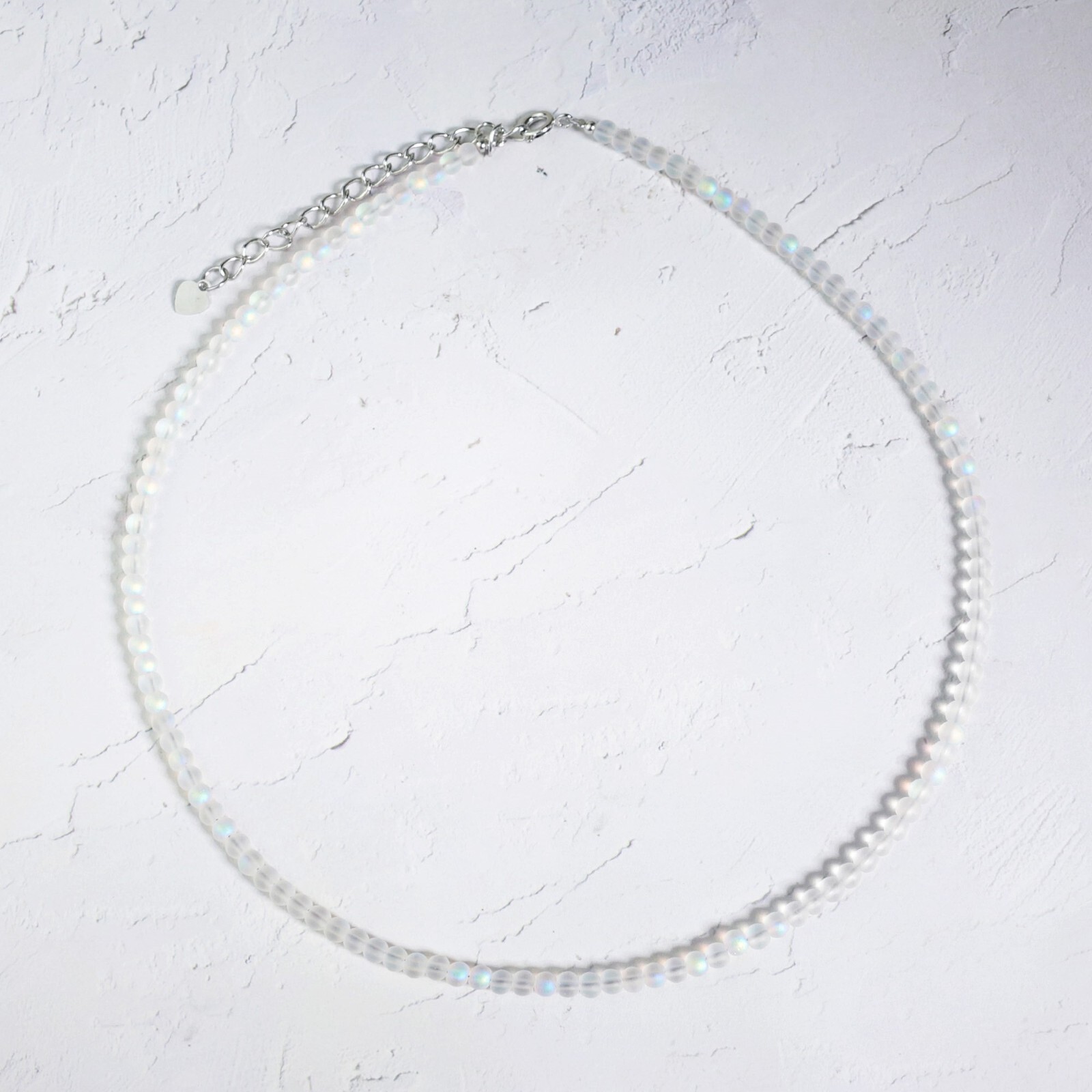 Angel Aura Quartz 4mm Bead Choker Moonstone Healing Crystal Necklace Handmade