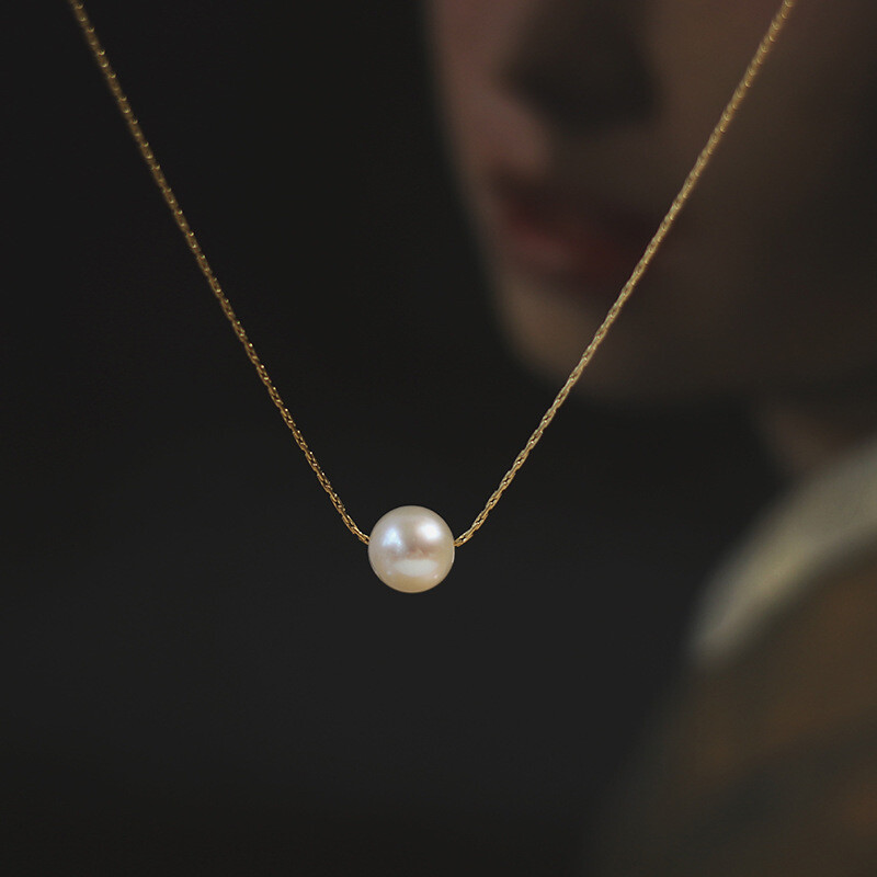 Woman 18K Gold Plated 6-7mm Natural Freshwater Pearl Necklace 14.5-16.5”