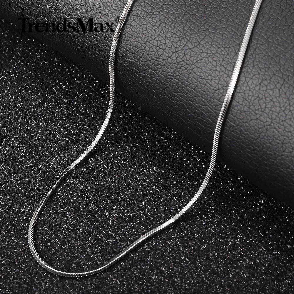 0.9-2mm Silver Stainless Steel Square Snake Chain Necklace Women Men 18″-26″