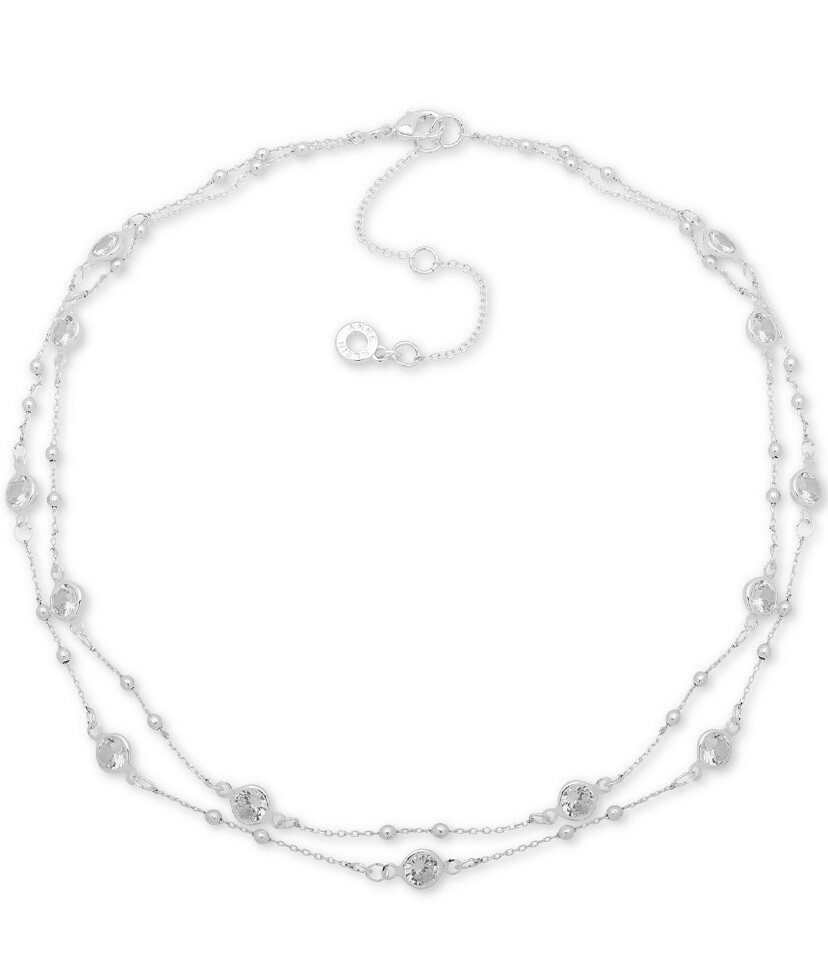 $40 Anne Klein Double Strand CZ 16 Plus 3 Collar Necklace Q516