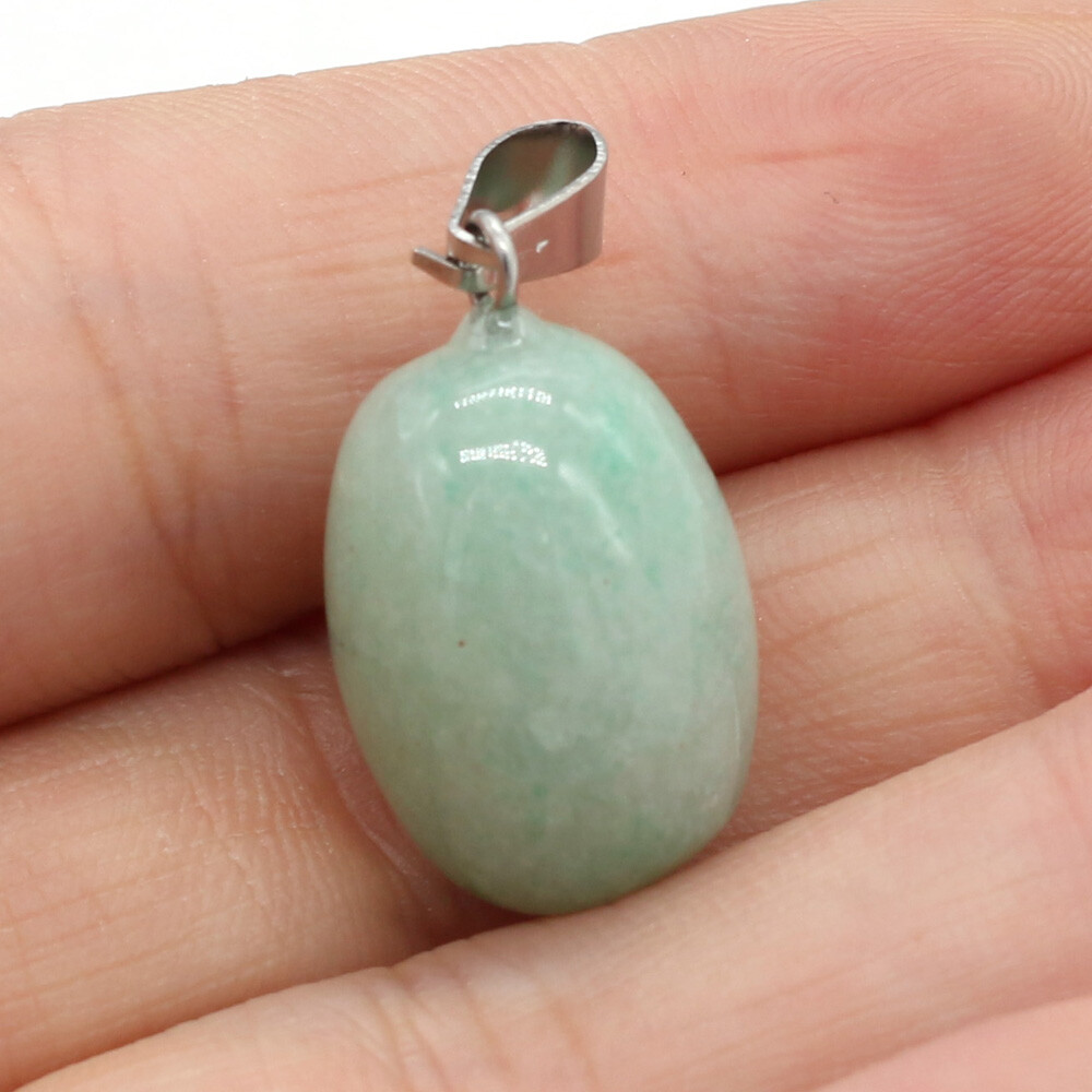 20 Pcs Natural Egg Shape Chakra Crystal Agate Stone Pendants for Jewelry Making