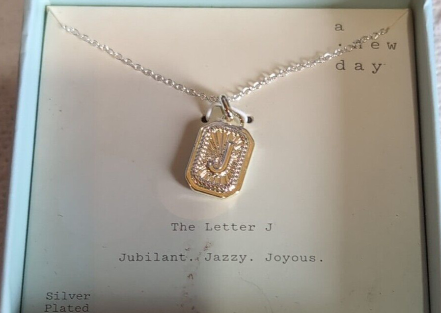 Silver Plated Initial Letter J Charm Pendant Necklace 16″-18″ Female Male NEW