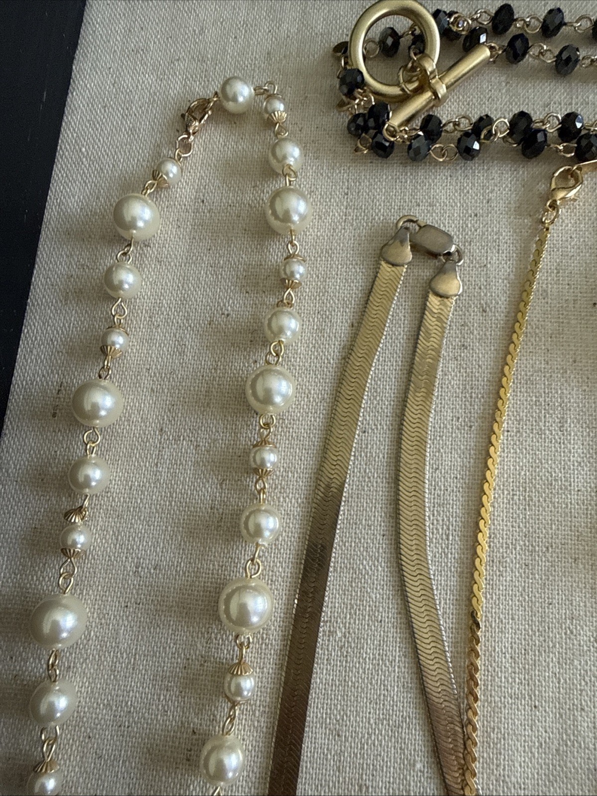 Jewelry Lot Gold Tone Sparkle Faux Pearl Gold Tone Chain Fashion Necklace Mixed