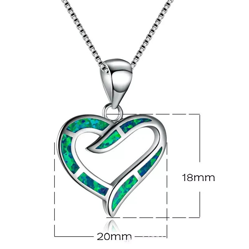 Beautiful Sparkling Green Opalite Heart Pendant & 18″ Necklace! FREE SHIP IN USA