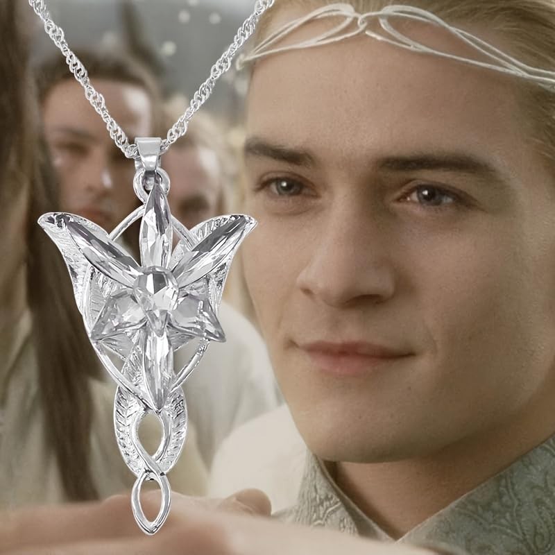 LIWWEC Arwen Evenstar Pendant Necklace, Lord of The Rings 18 Inches, Silver