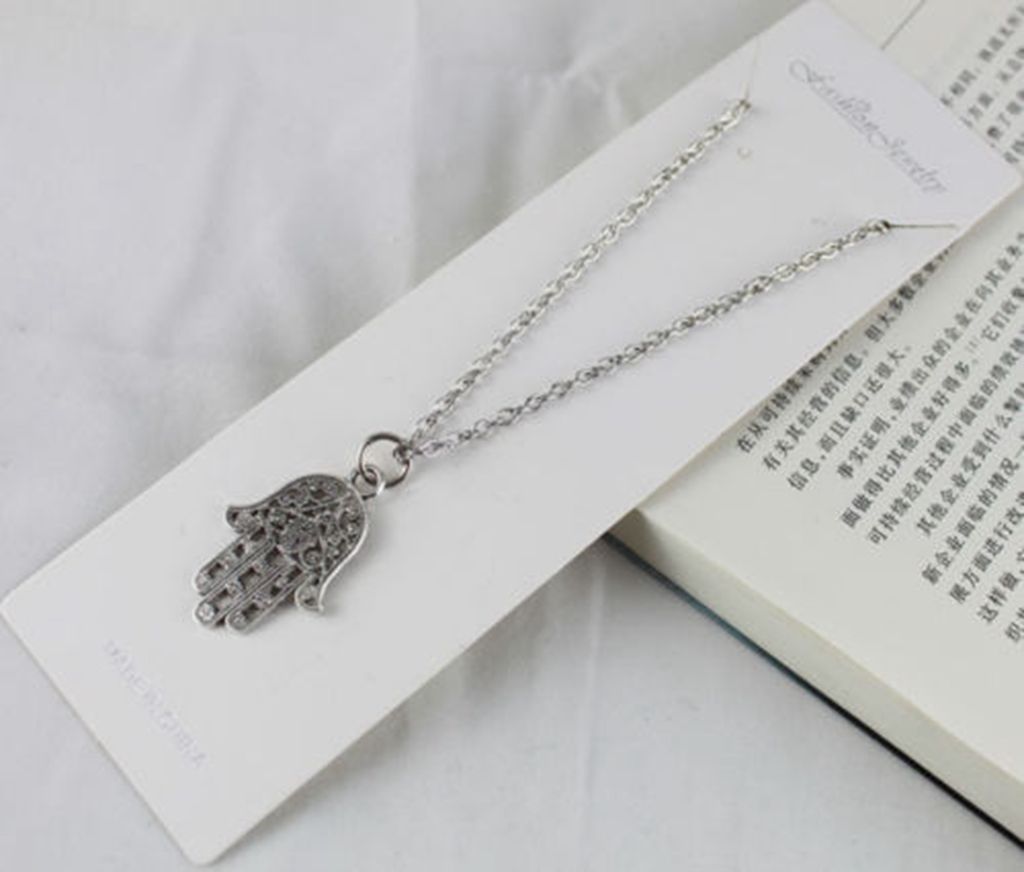3 pcs Tibetan silver Hamsa Hand Pendant Necklaces