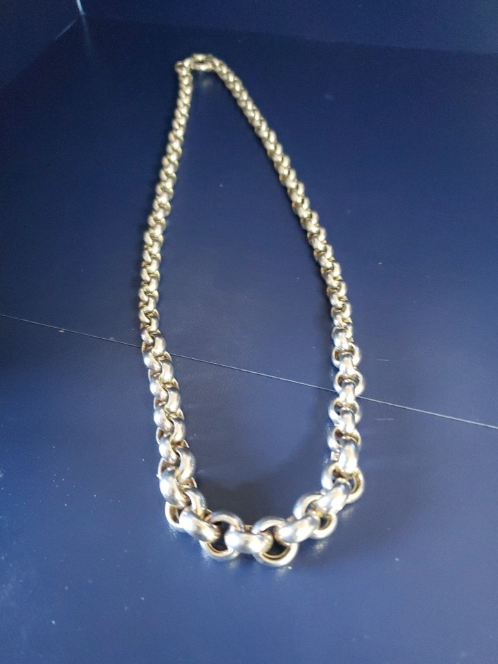 Vintage Rolo Chain 22 INCH Necklace Real Solid 925 Italy,b