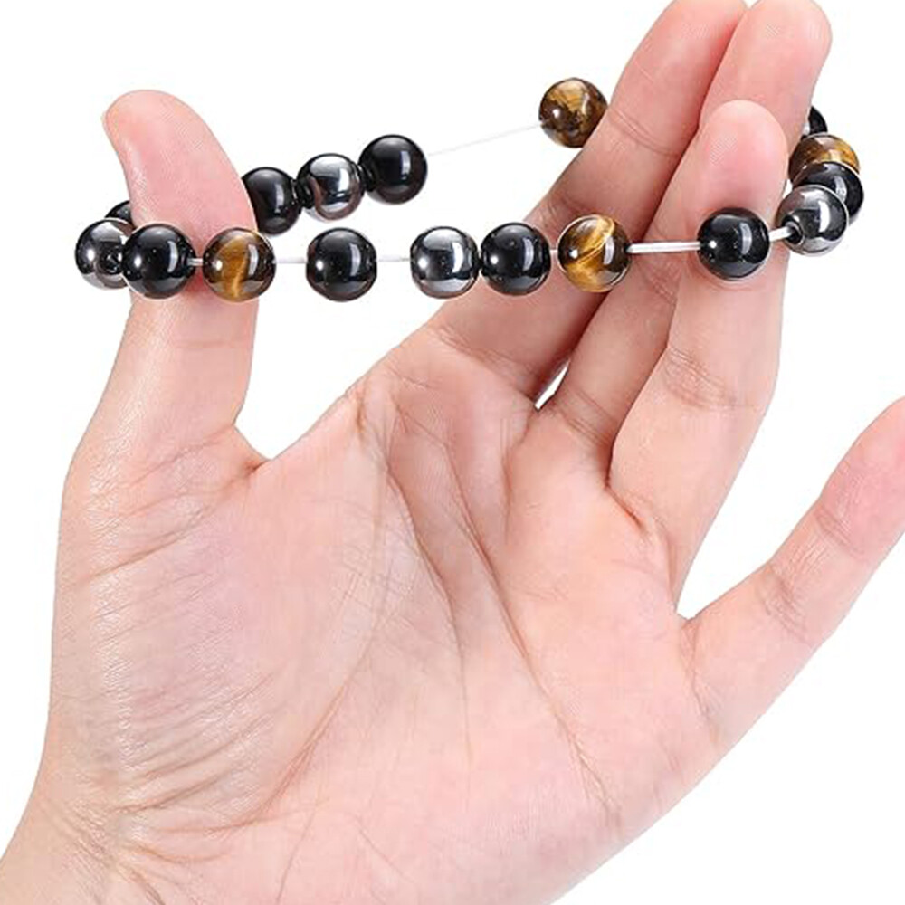 Energy Healing Stretch Bracelet Natural Stone Hematite Tiger Eye for Men Women