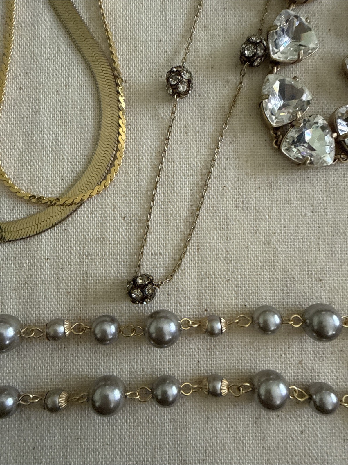 Jewelry Lot Gold Tone Sparkle Faux Pearl Gold Tone Chain Fashion Necklace Mixed