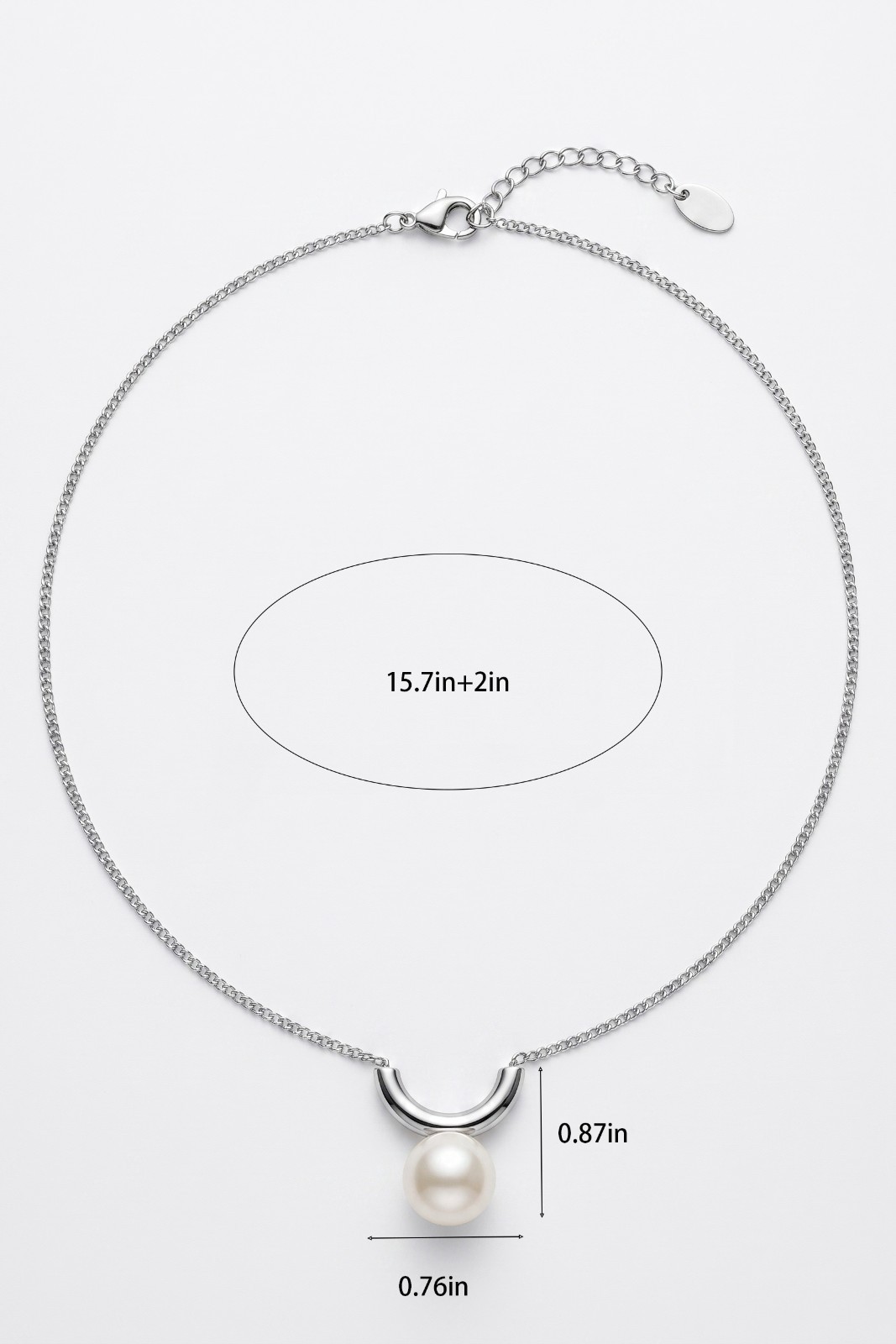 Stainless Steel 18K Plated Curved U Bar Faux Pearl Pendant Necklace Choker Gift