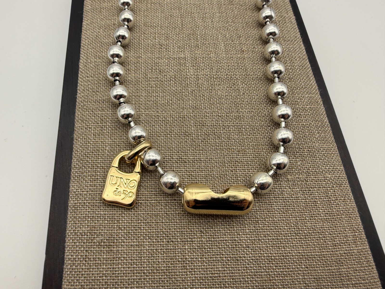 NEW Uno de 50 SNOWFLAKE Necklace Silver & Gold Plated Beaded Ball Chain Accent