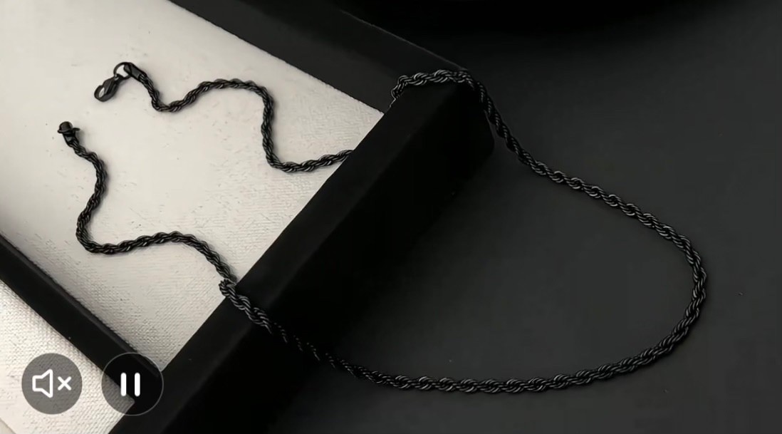 Men’s Women’ Unisex Black 2MM Stainless Twisted Chain Necklace Punk Look 24″