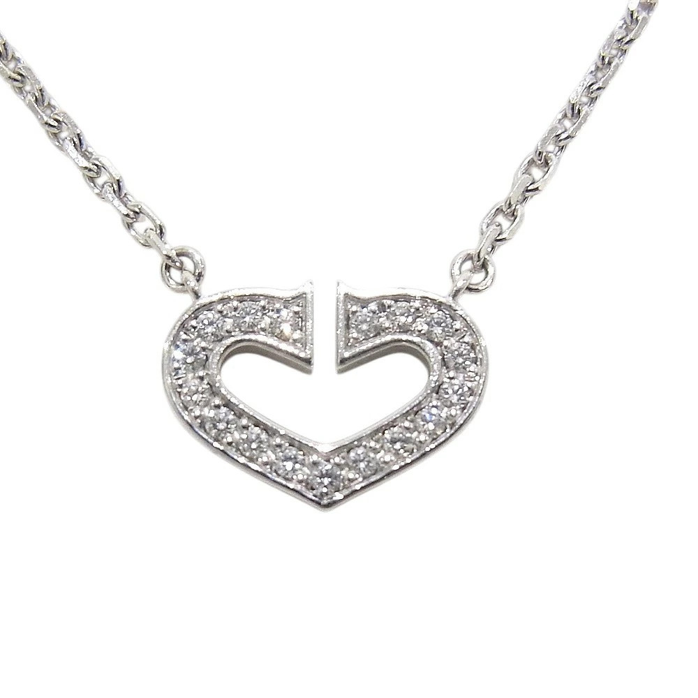 CARTIER C heart necklace 750 K18 WG white gdiamond B7008300 [n A] Authentic