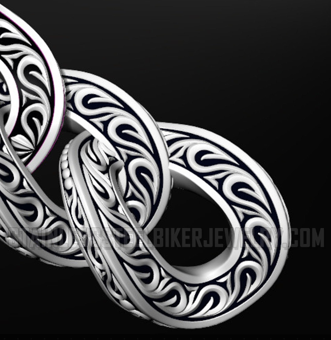 Men’s 17mm Large Tattoo Curb Link Chain Necklace Stainless Steel 50