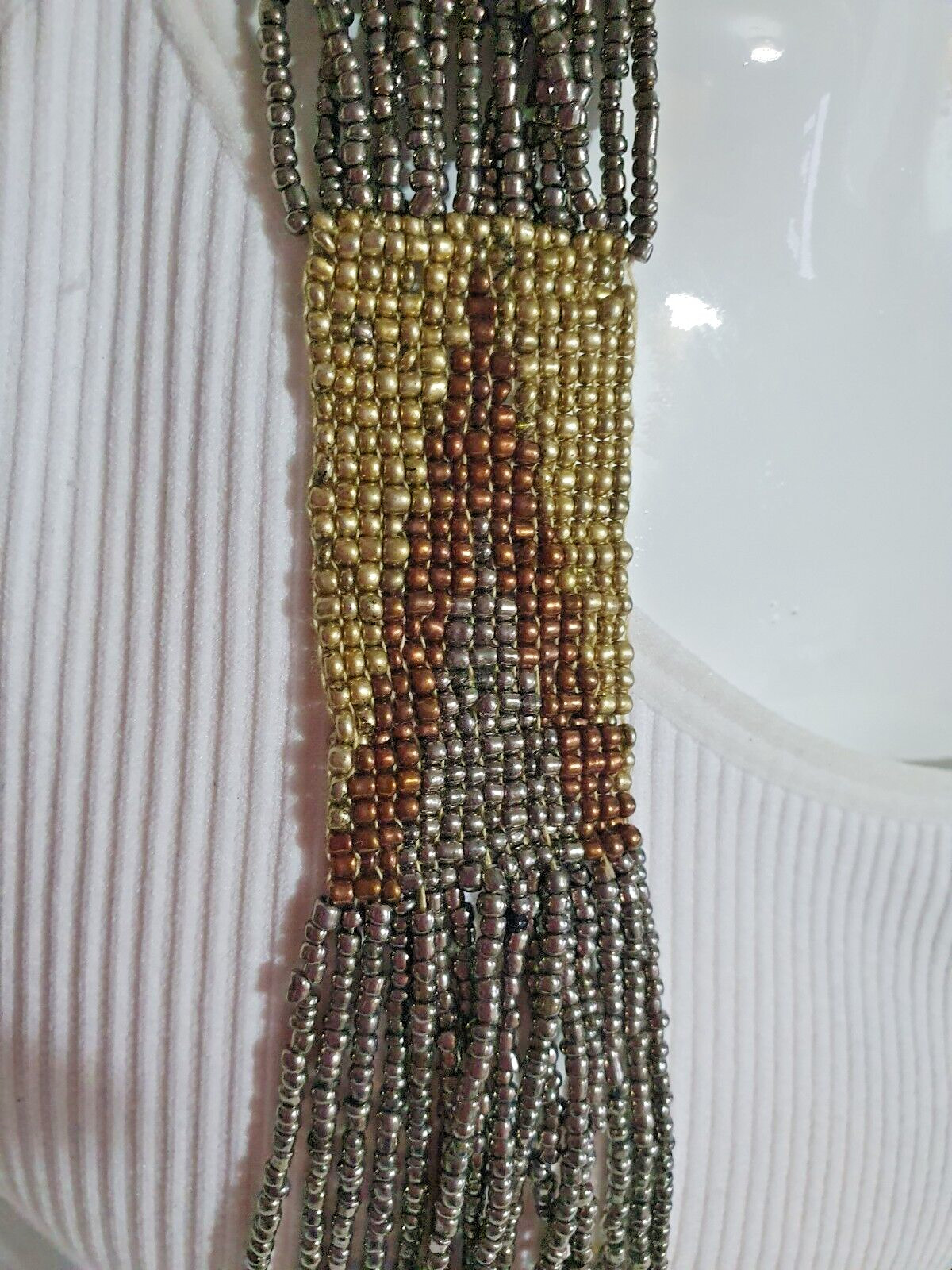 South Western Style Seed Bead Multi Strand None Metal Tribal Ethnic Necklace