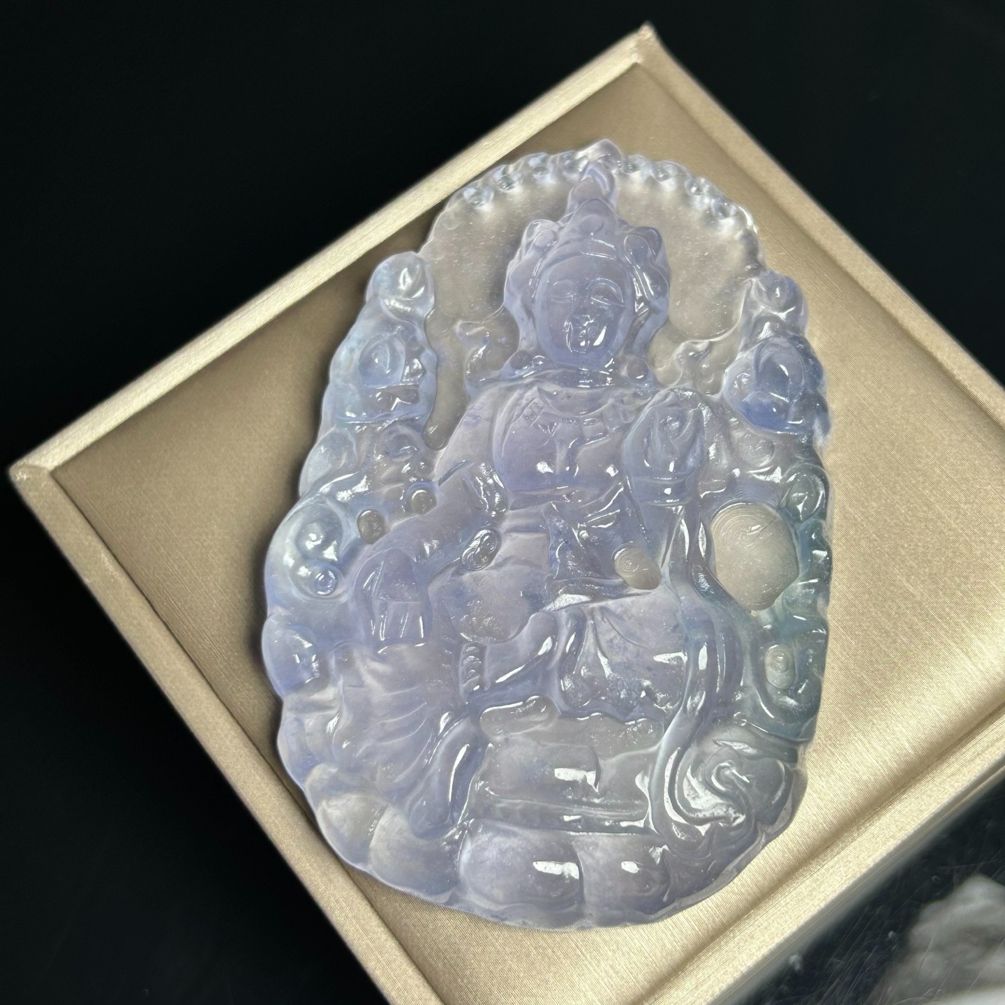 Nature ice white Burmese Jade Jadeite Carved Kwan-yin lucky Pendant&Necklaces
