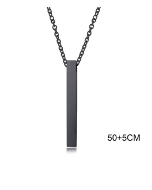 Waterproof Pillar Necklaces for Men Women,Stainless Steel Rectangle Vertical Bar