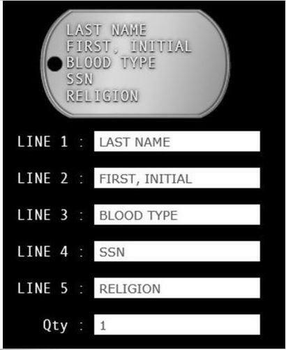 EMBOSSED STAMPED GENUINE MILITARY DOG TAGS, MADE ON MILITARY MACHINE–CUSTOM, ME