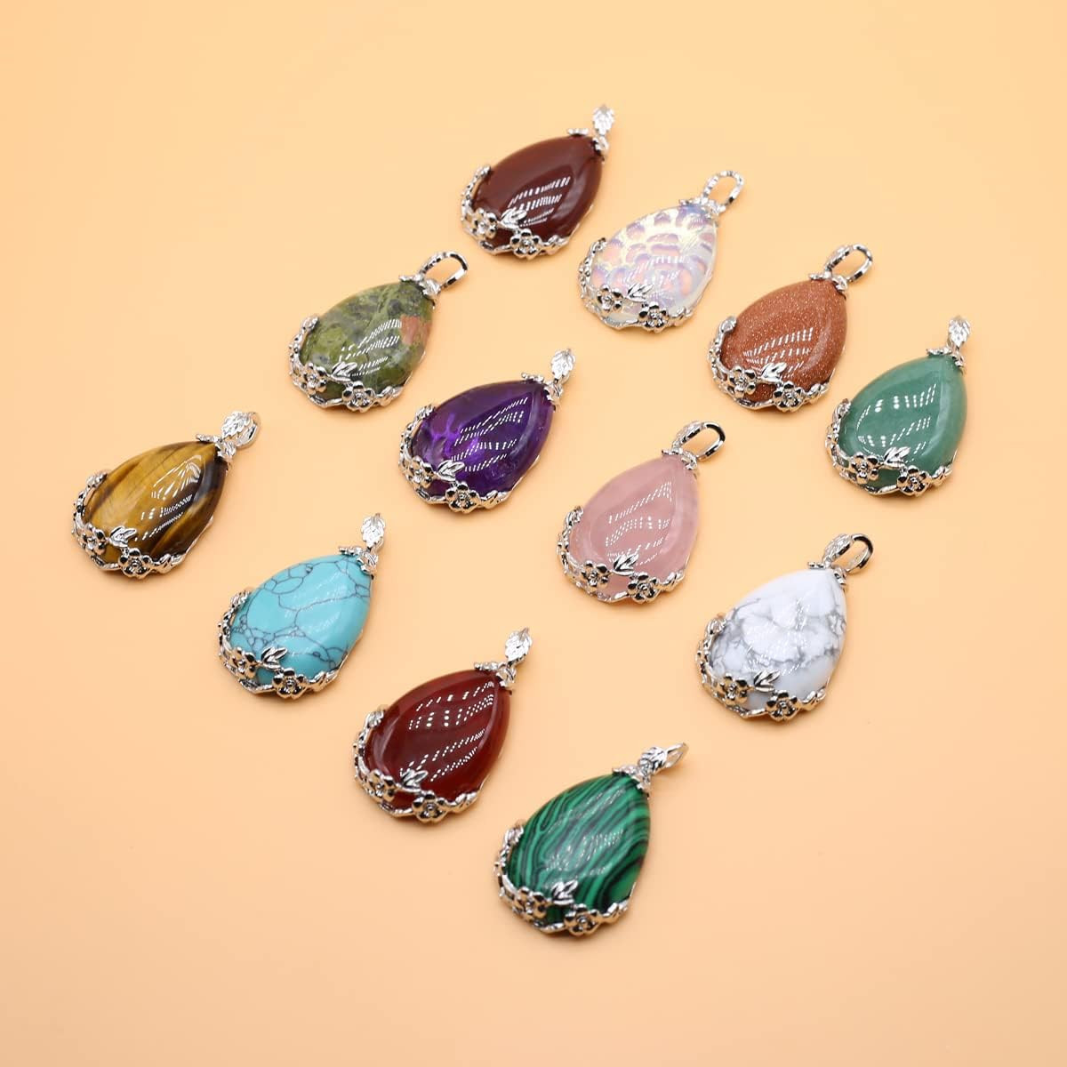 Natural Stone Pendants Waterdrop Shape 30x40mm random 5pc