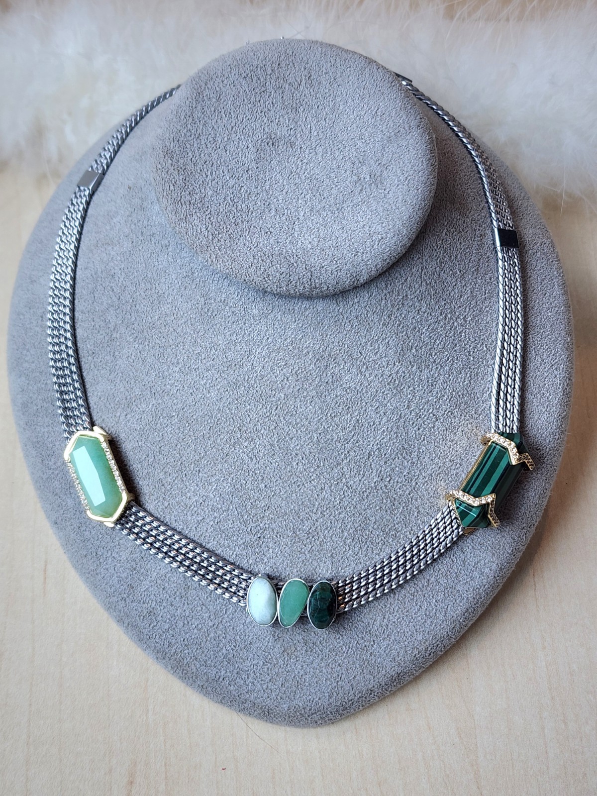 💎 Designer Green Semi-Precious Malachite Slider Charm Necklace – Key Marking
