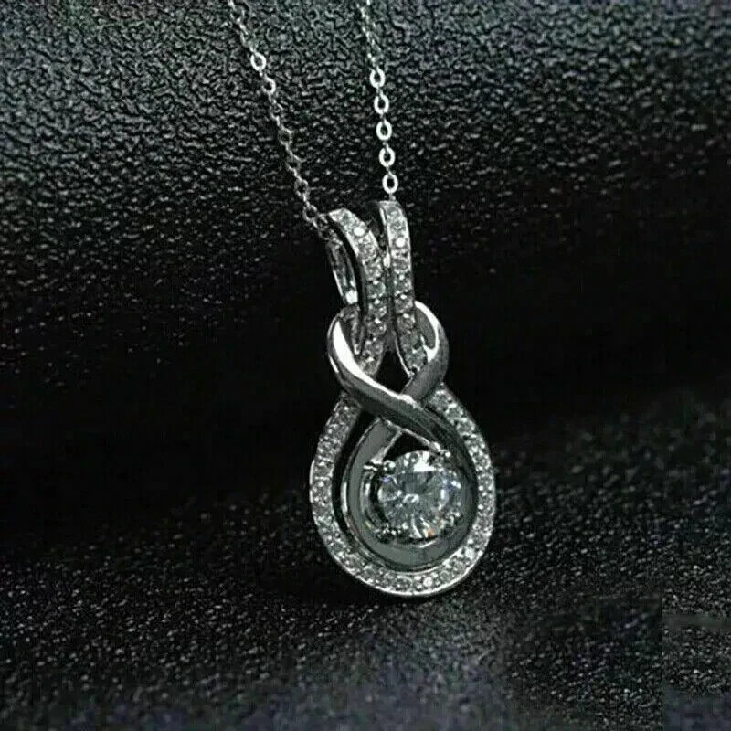 2Ct Round Simulated Diamond Women’s Beauty Pendant Chain 14k White Gold Plated