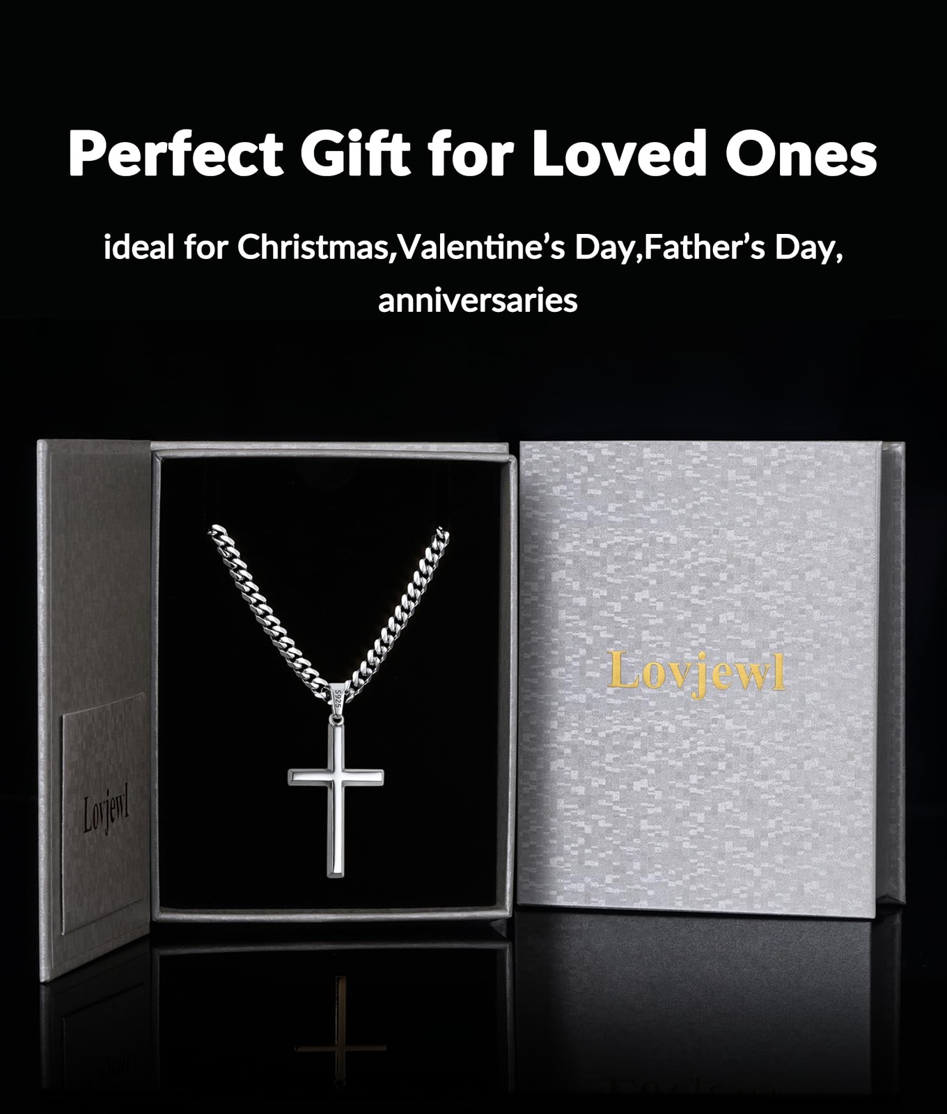 925 Sterling Silver Cross Necklace for Men Boys, Sterling Silver Mens Cross N…
