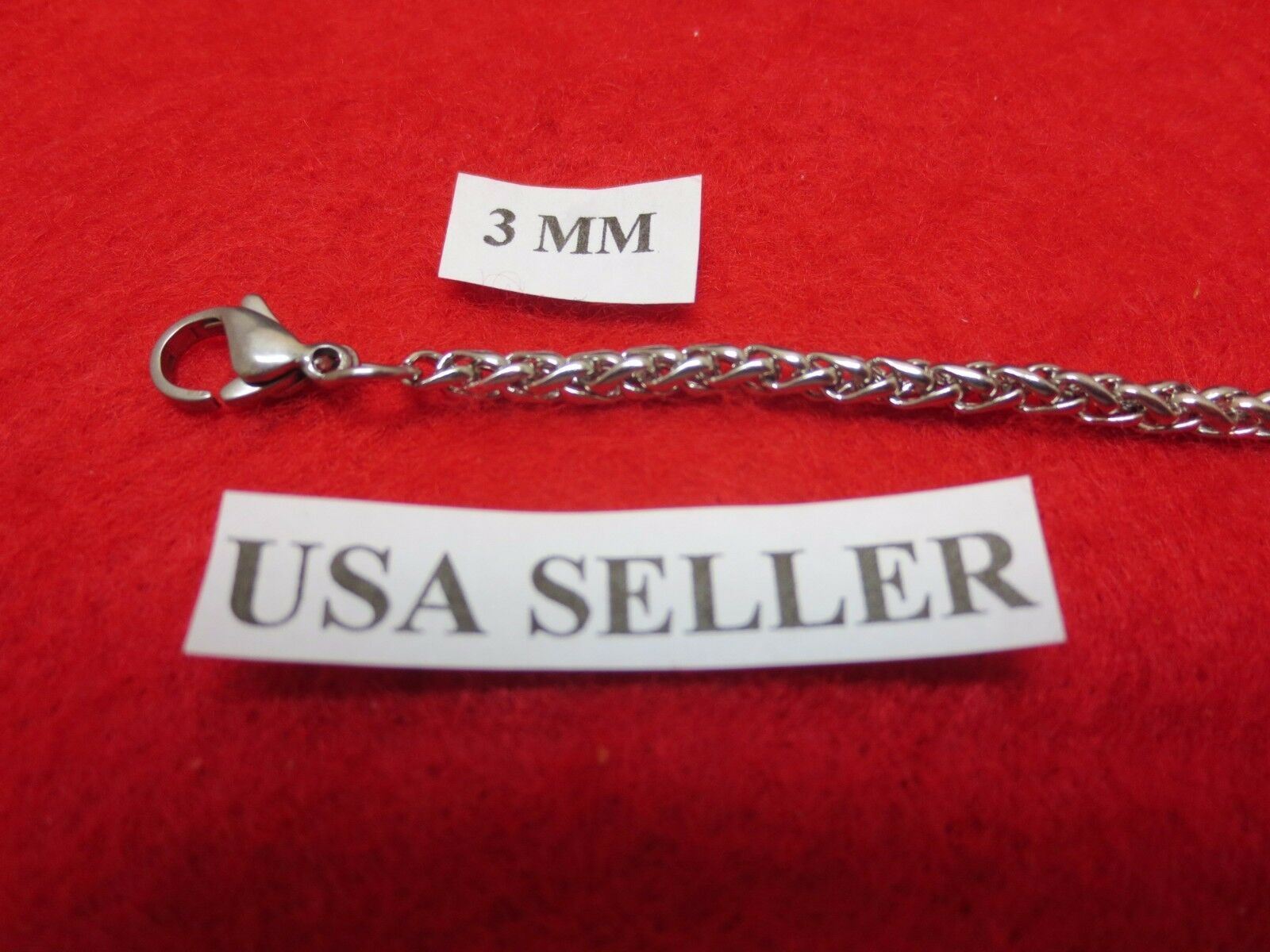 3 mm Stainless Steel Silver 7″-44″ Braided Wheat Rope Unisex Necklace Chain