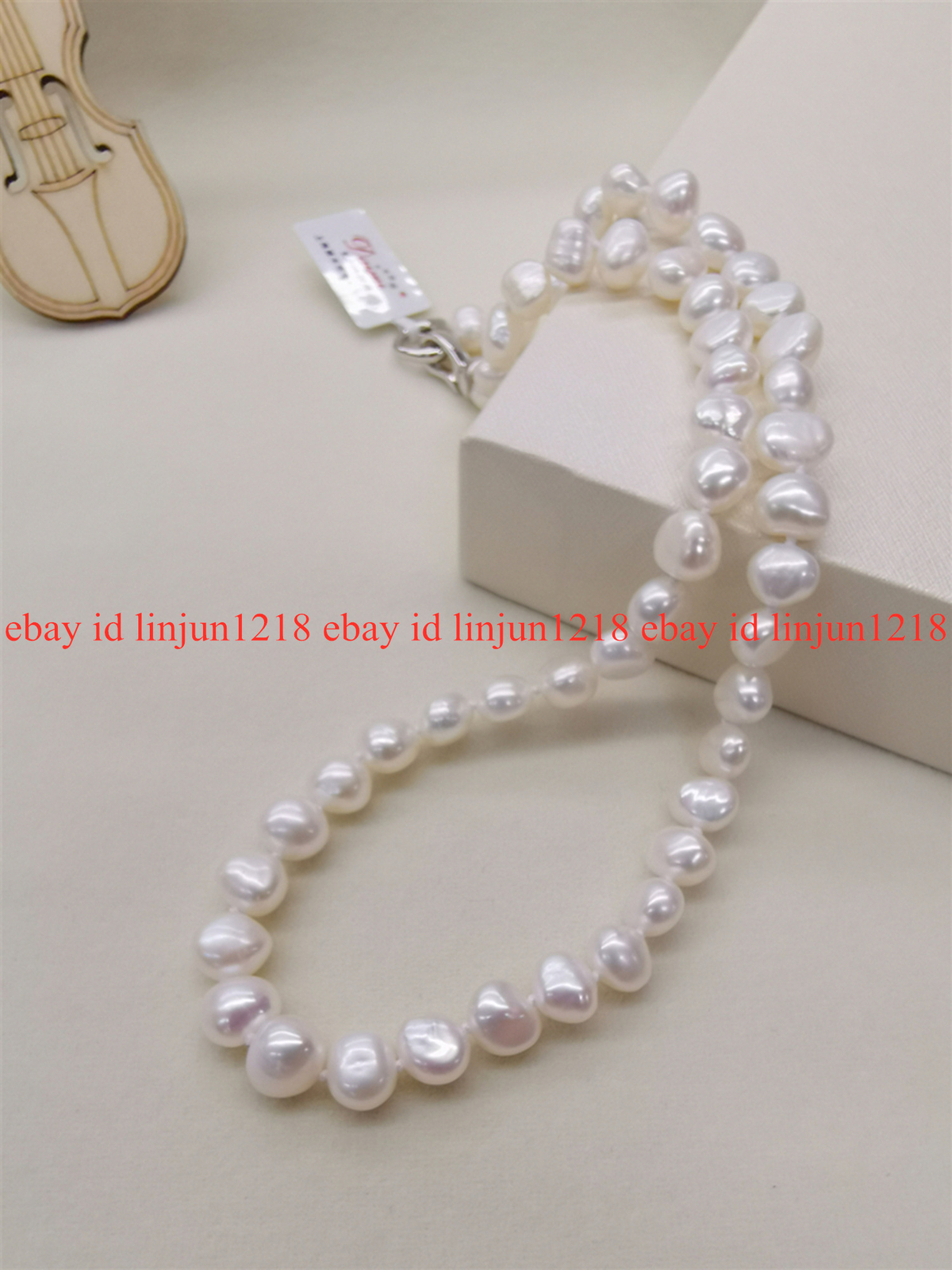 Natural 8-9mm White Pink Purple Freshwater Baroque Pearl Necklace 18″ A+