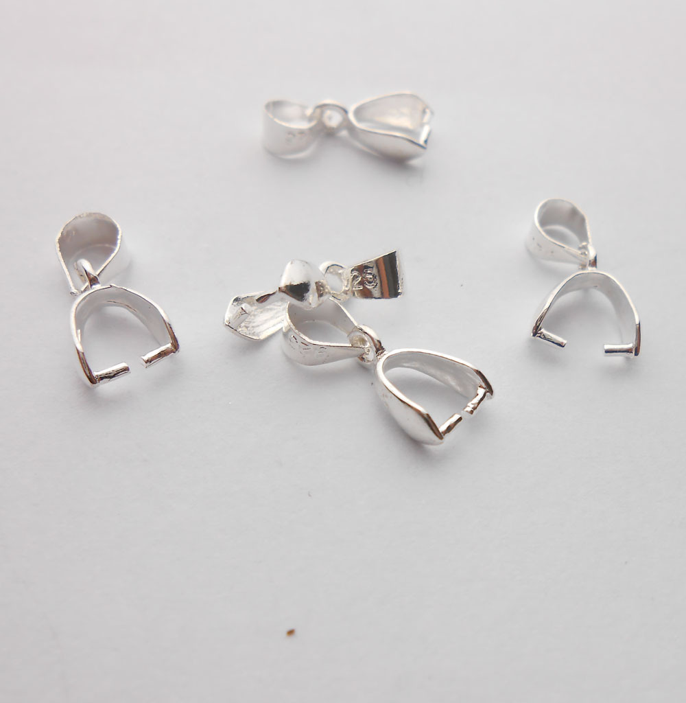 50PCS S 925 Sterling Silver Findings Bail Connector Bale Pinch Clasp Pendant NEW