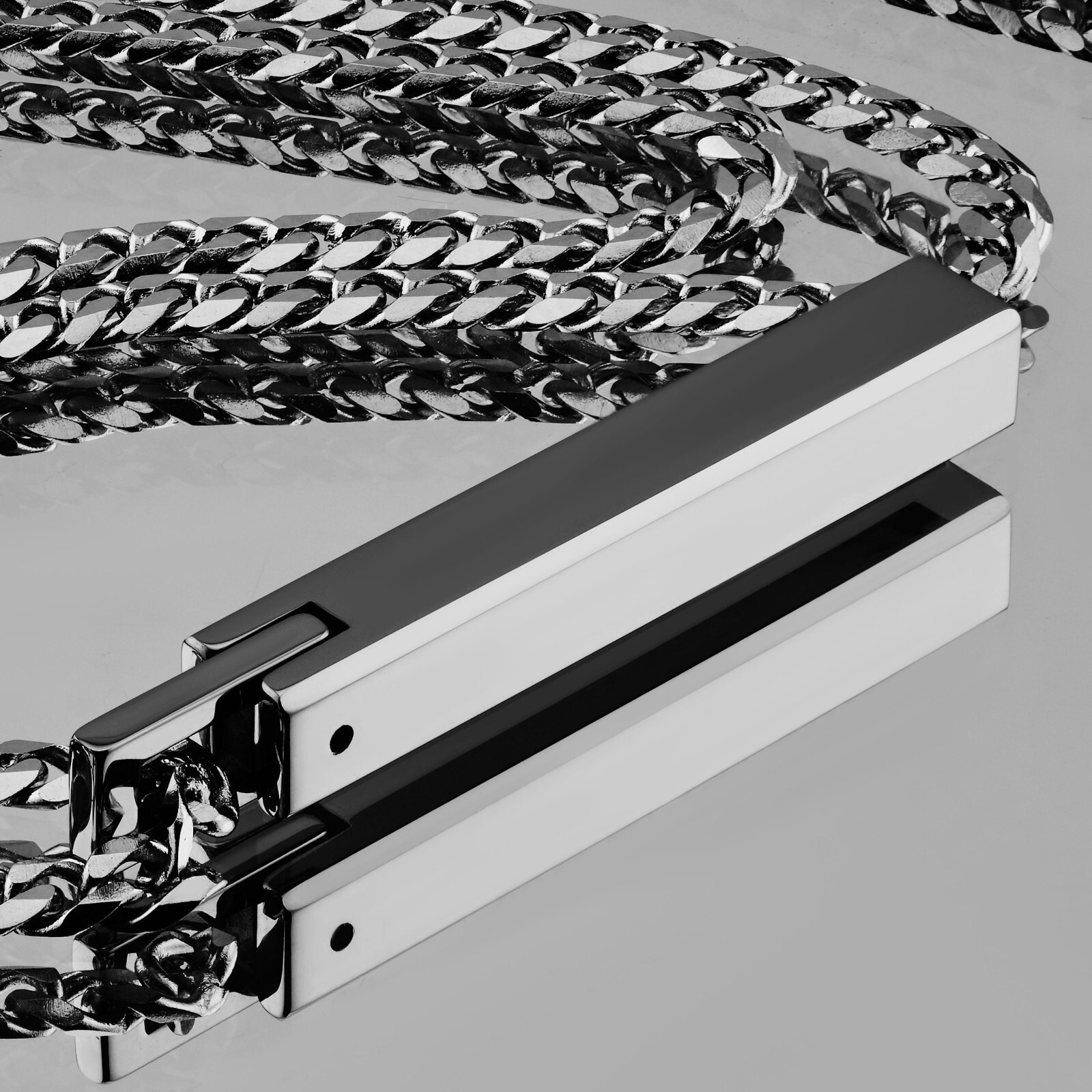 Tungsten Carbide Bar Pendant Stainless Steel Cuban Chain 16″ to 26″ Length