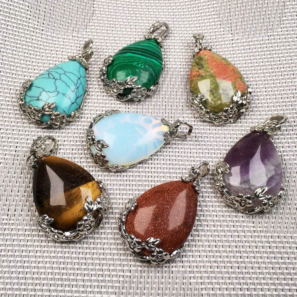 Natural Stone Pendants Waterdrop Shape 30x40mm random 5pc