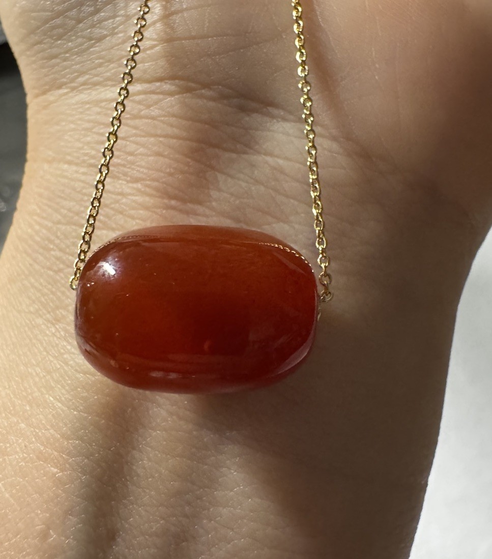 red agate 13x19mm 18k gold lulutong Pendant silver 925 Necklace NIB free shippin