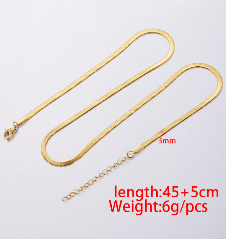 316L Stainless Steel Gold Silver Herringbone Adjustable Clavicle Chain Necklace