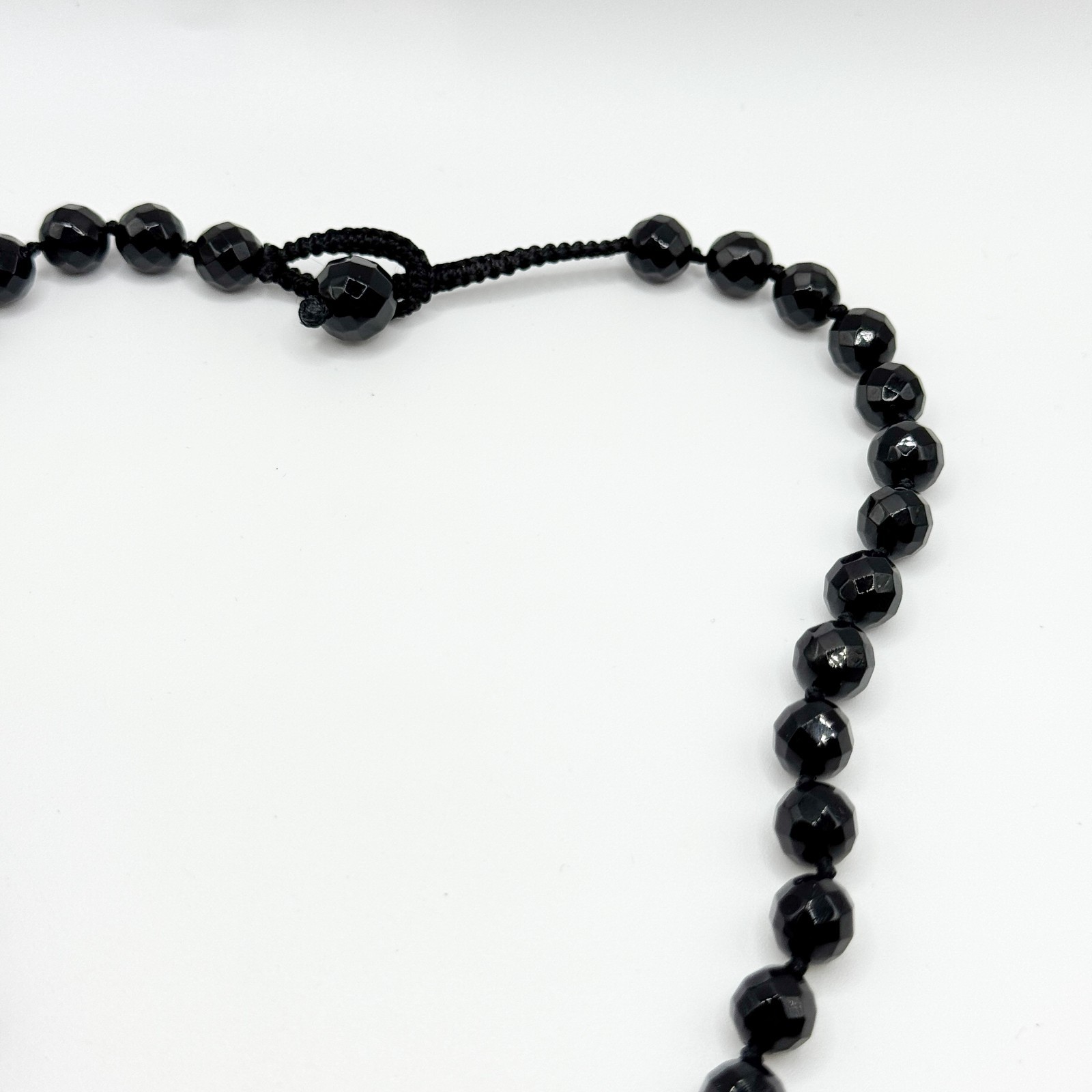Chunky Black Faceted Glass Heart Pendant Beaded Necklace 46cm Bead Goth Gothic