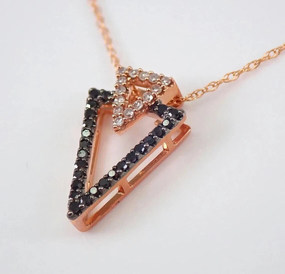 1Ct Round Cut Simulated Diamond Unique Pendant 14K Rose Gold Plated Silver