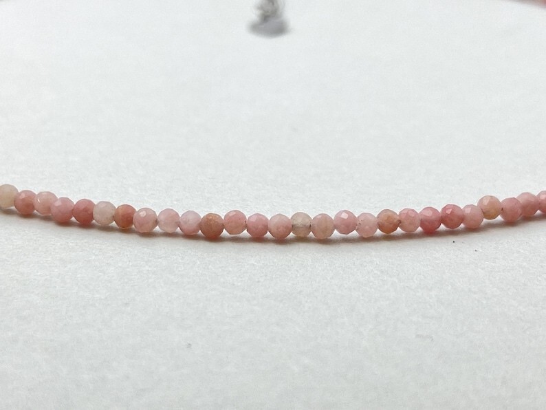 Dainty 2-3MM Pink Opal Faceted Round Gemstone Beads Women Choker Necklaces 18”