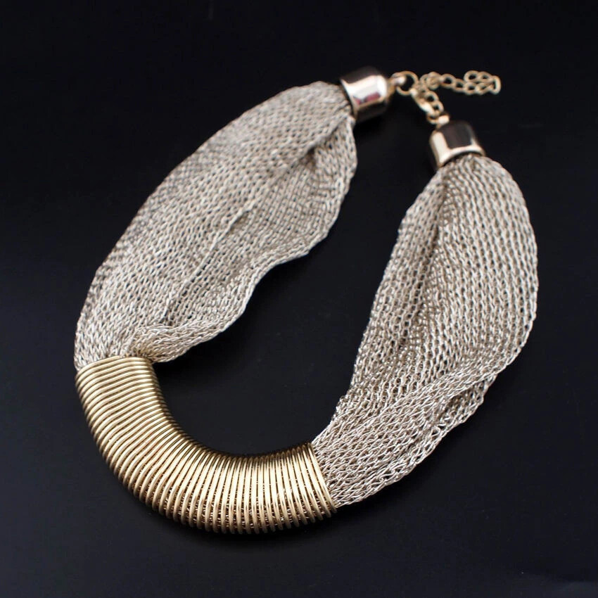 Women’s Fashion Jewelry Gold Chunky Collar Statement Necklace 118
