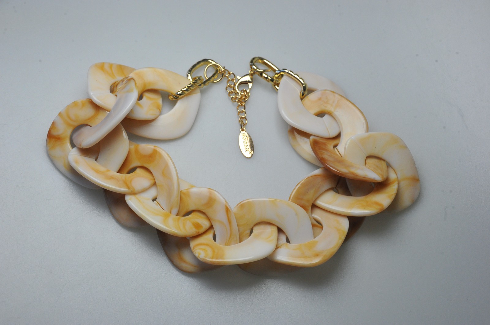 Necklace chunky swirl signed Bocar ivory cream tan statement collar H