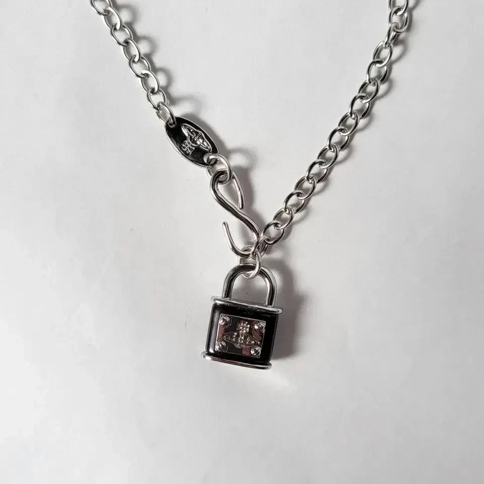 Vivienne Westwood Padlock Necklace Black×Silver