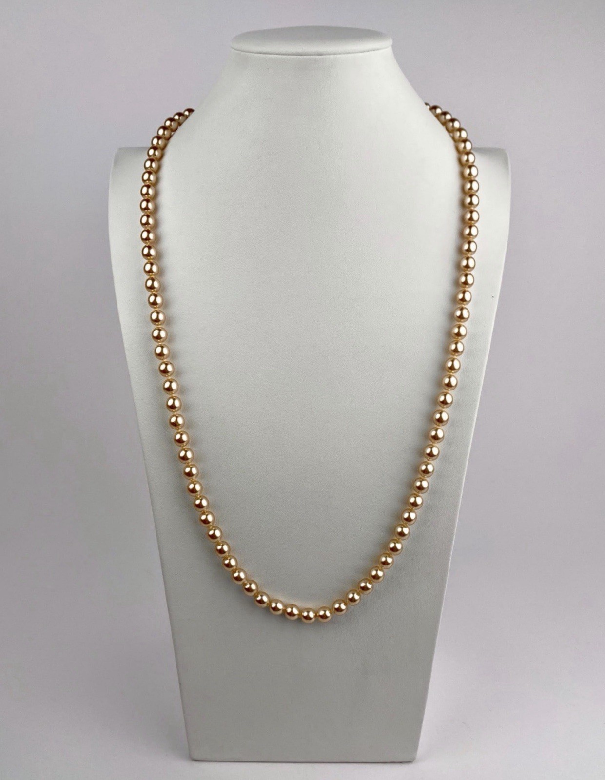 Nolan Miller Vintage Champagne Faux Pearl Necklace Set of 2 Gold Tone Signed