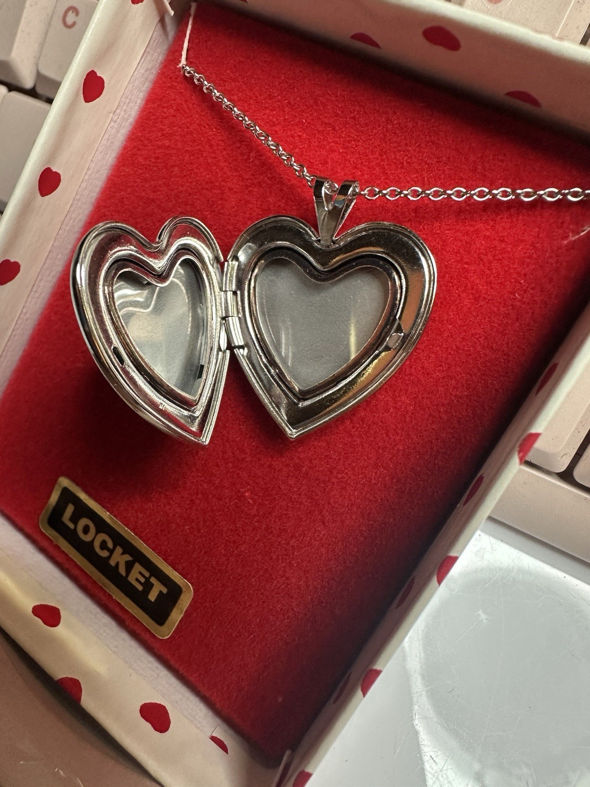 Heart Locket Necklace 24 Inch, .925 Sterling Silver