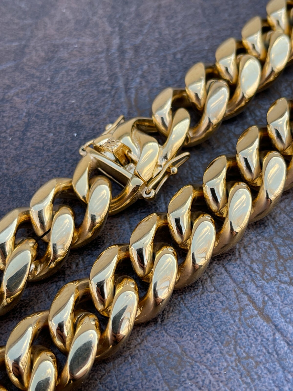 Miami Cuban Link Men’s Choker Chain Real 18k Gold Over Stainless Steel 18mm BIG