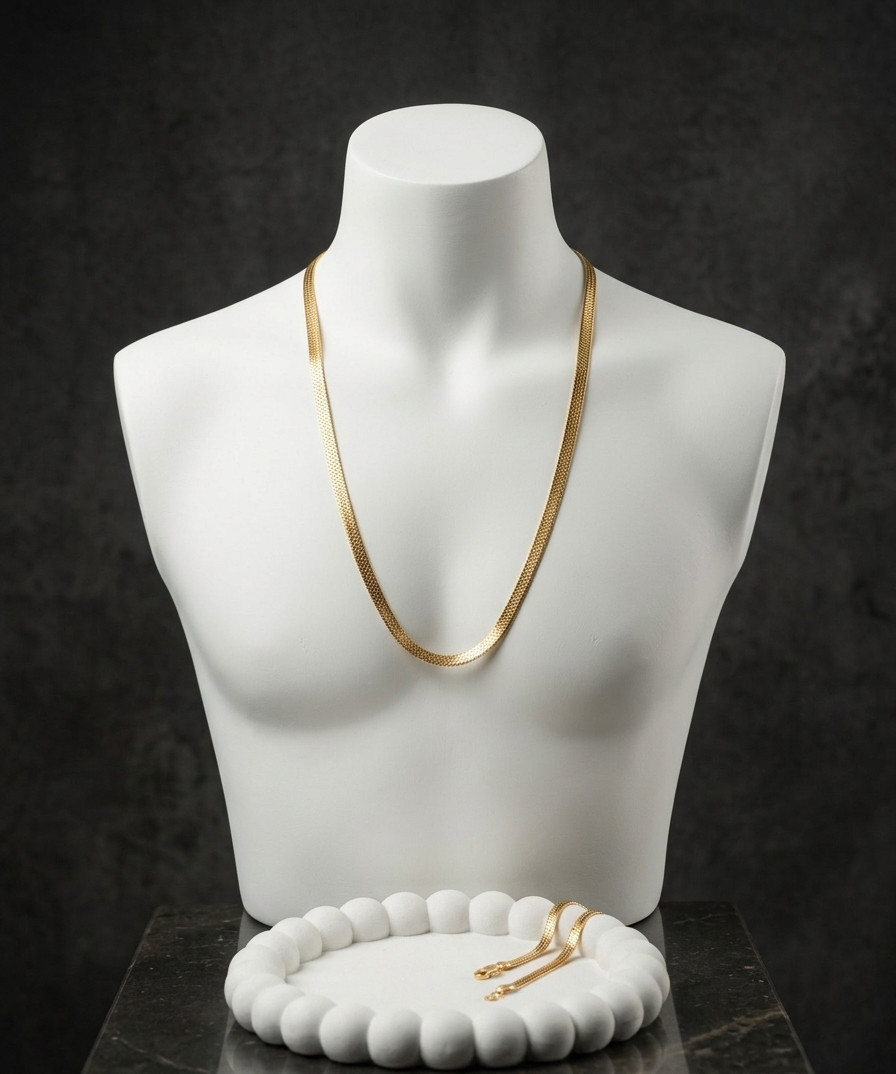 18kt Yellow Gold Plated Snake Chain Necklace 24 inches for men
