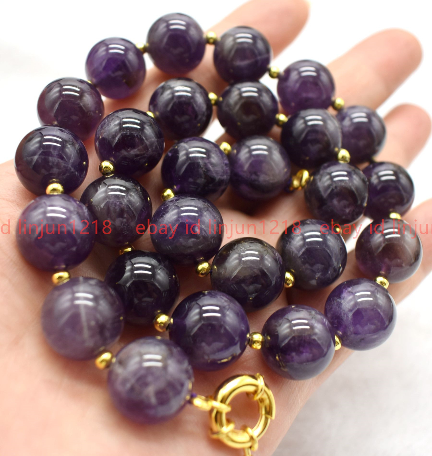 Fashion Wonderful Natural 6/8/10/12mm Amethyst Round Gemstone Necklace 16-36in